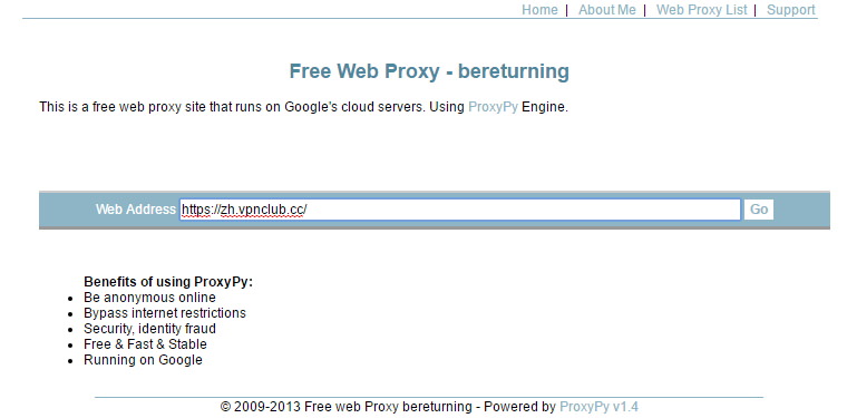 ProxyPy – 免費 Web Proxy 線上代理伺服器清單