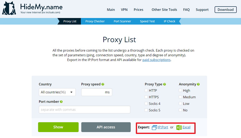 HideMy.name Proxy List 更新快國家城市多代理伺服器列表網