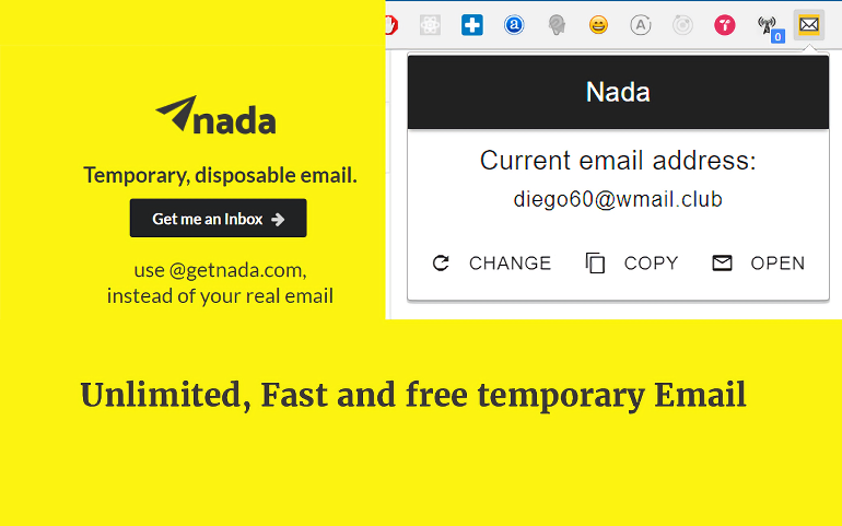 Nada Temp Mail 無限期可自定義名稱與多組帳戶臨時信箱