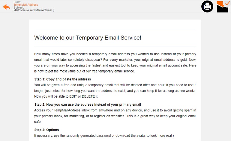 TempMailAddress 有效期多達兩週可下載信件拋棄郵箱