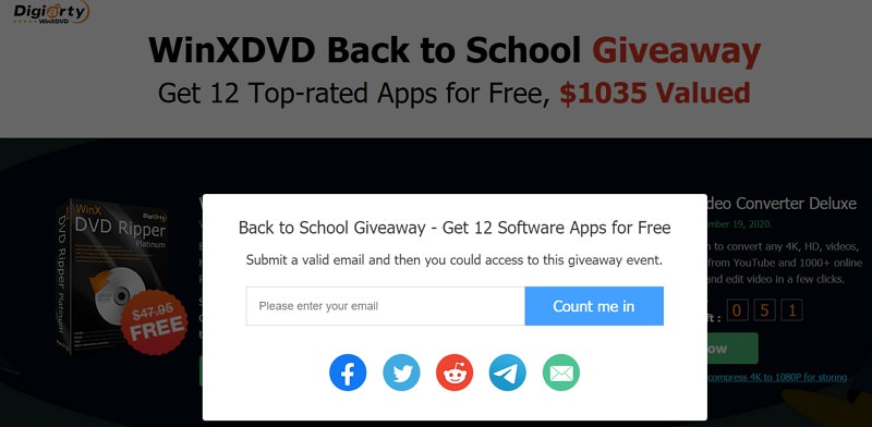 WinXDVD 返校季 12 套正版軟體價值超過 00 美元限時免費