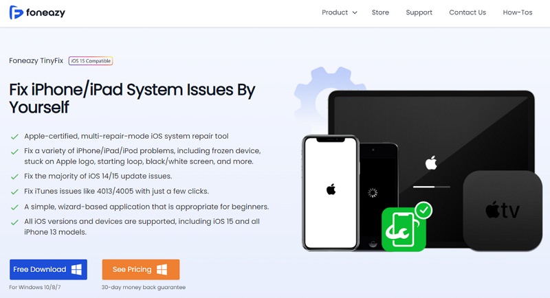 TinyFix 針對 iOS 系統白磚鎖住死機修復專用軟體下載 + 教學
